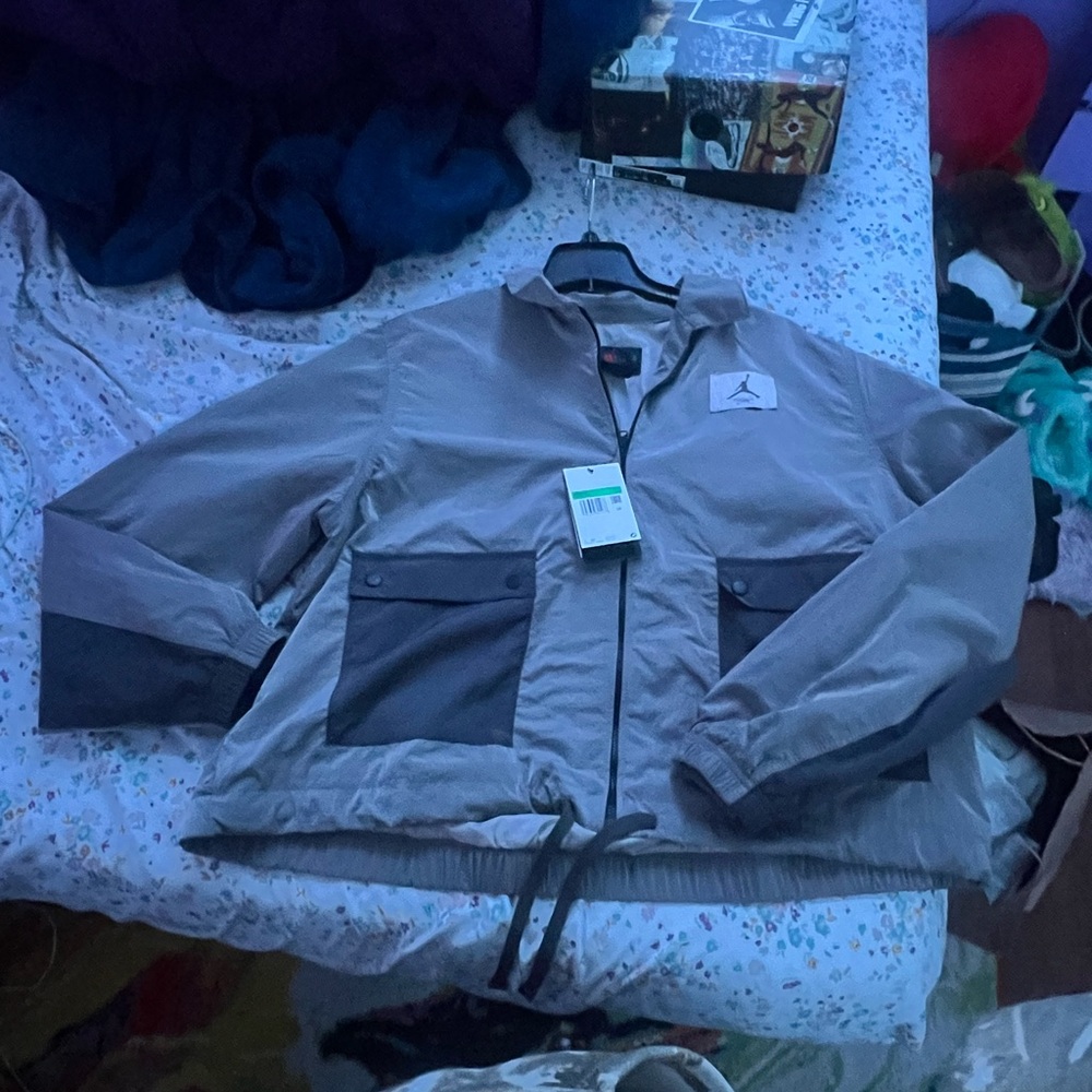 Gray and Black Air Jordan Flight Jacket